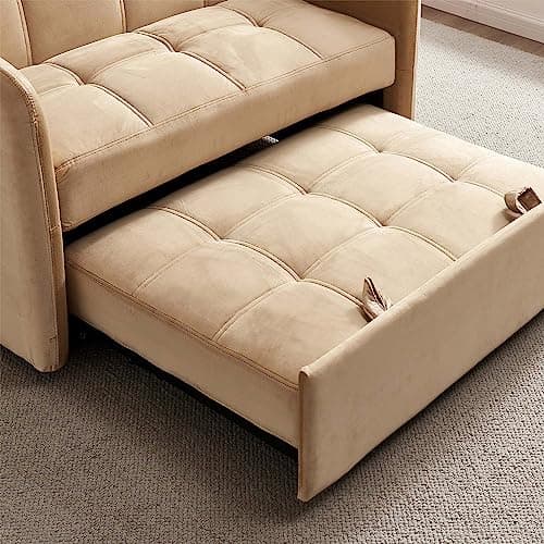 Antetek 3-in-1 Sleeper Sofa Bed, Modern Tufted Velvet Couch
