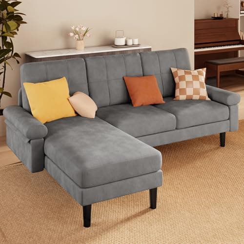 Beige 82" L Shaped Sectional Sofa, Soft Velvet, Modern living room couch