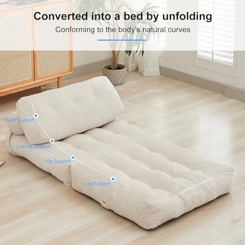 PureMind Convertible Sofa Bed, Portable Fold Out Chair, Comfortable Lounge