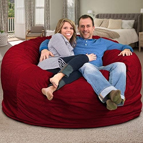 ULTIMATE SACK 6000 (6 ft.) Bean Bag Chair Cover, Burgundy Suede