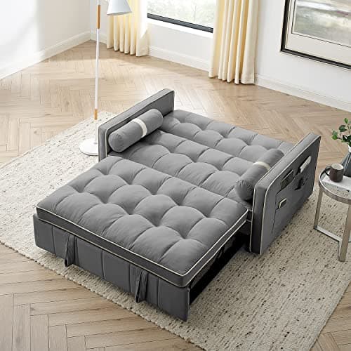 Convertible Velvet Sleeper Sofa Bed for Small Spaces