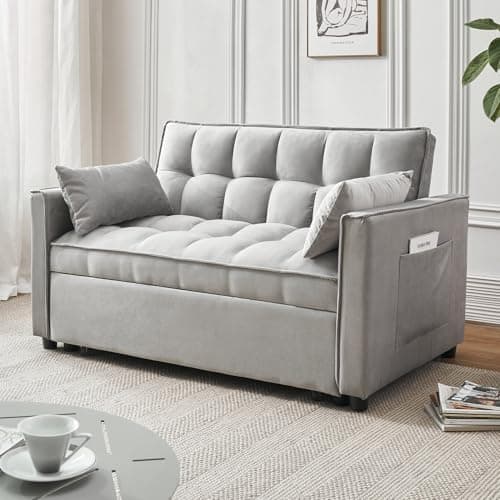 Modern 3-in-1 Futon SofaBed with Storage and Adjustables (Grey)