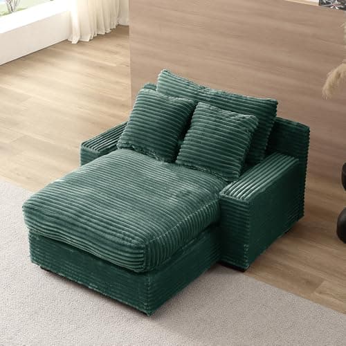 Antetek Grey 48" Corduroy Lounge Chair Sleeper Sofa