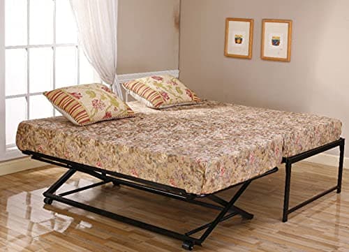 Kings Brand Twin Black Metal High Rise Platform Daybed with Pop-Up Trundle