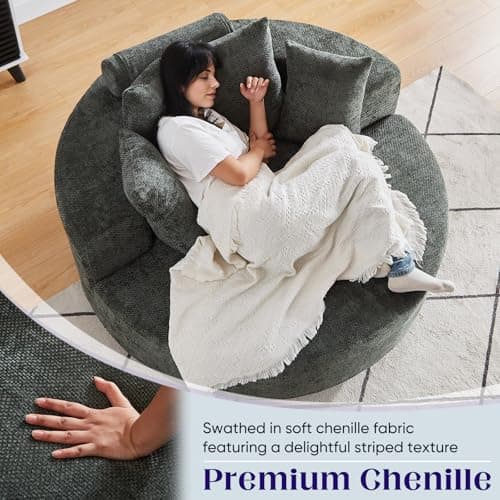 Oversized Modern Green 55-inch Swivel Chenille Chaise Lounge Chair