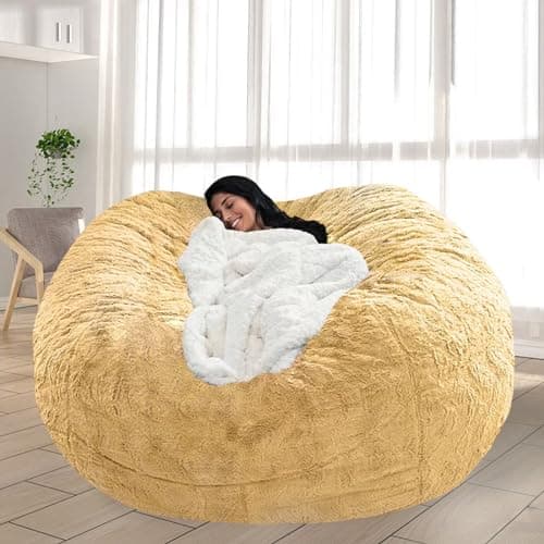 Giant Grey Bean Bag Chair for Adults and Kids, No-Fill, Stuffed Animal Storage
