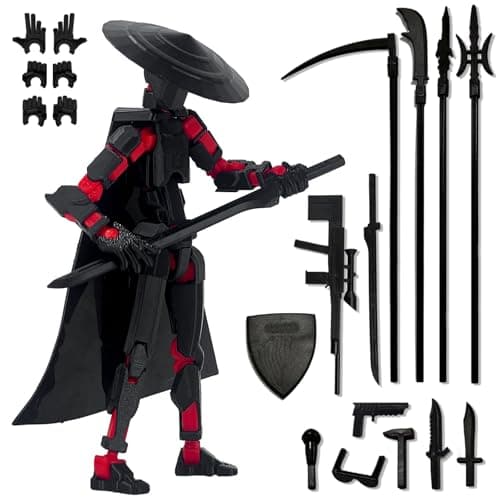 T13 Action Figure Accessories, Dummy 13 Multi-Jointed 3D Printed Toys (Black)