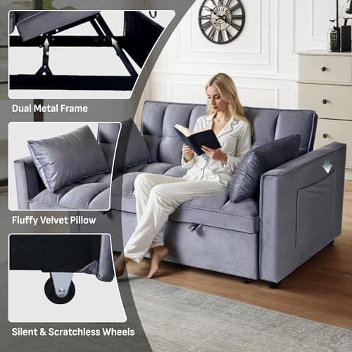 FLEXISPOT XCT4 3-in-1 Convertible Sofa Bed, Gray