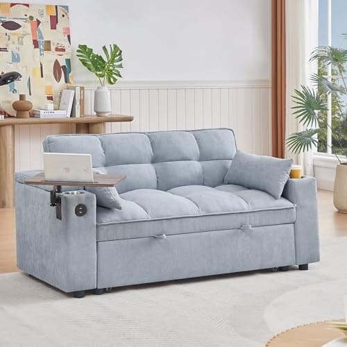 Eafurn 3-in-1 Convertible Pull-Out Sofa Bed with Storage Armrest