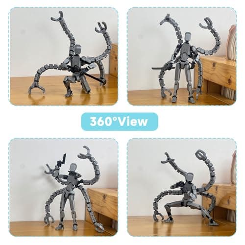 T13 Action Figure, Multi-Jointed Movable Desk Toy (Gray)
