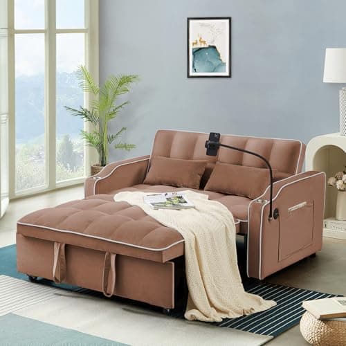 Modern Sleeper Sofa with USB & Type C Port - 3-in-1 Convertible Loveseat Futon for Living Room Apartment