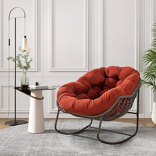 Antetek Outdoor Wicker Egg Chair, Comfortable & Oversized Lounge for Any Room