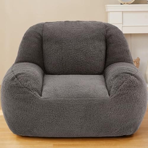 Homguava Giant Bean Bag Chair for Adults, Dark Grey Lazy Lounger with Filler Included