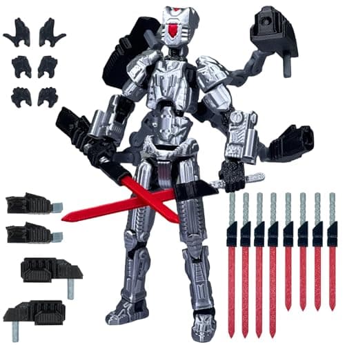 T13 Mission 13 Lucky Action Figures, 3D Printed Desk Toys (Black Red, 5.5")
