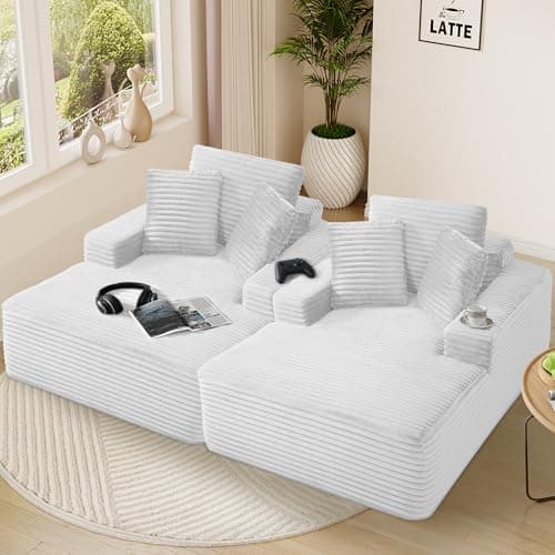 Dark Grey Oversized Faux Fur Chaise Lounge for Living Room - Comfy Backrest & 3 Pillows
