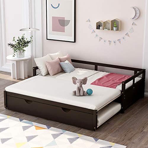 Harper & Bright Designs Extendable Daybed with Twin to King Sofa Bed, White