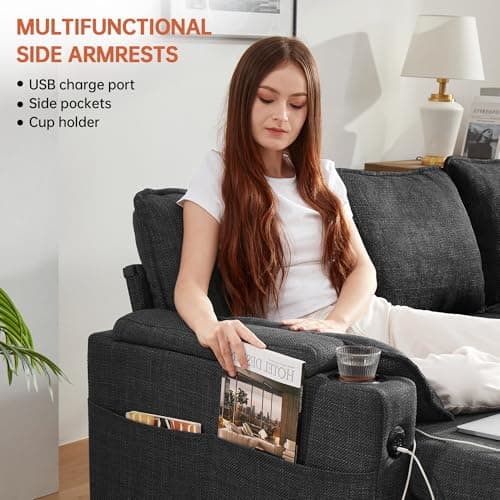 DURASPACE L-Shaped Sleeper Sofa with Storage & USB (Dark Gray)