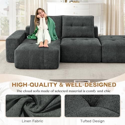Modern Grey Cloud Foam L-Shaped 3 Seater Modular Sofa for Living Room.jpg