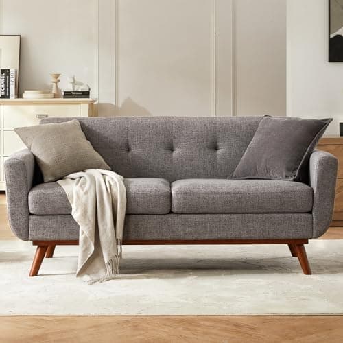 Kingfun 65.2" Loveseat Sofa, Mid Century Modern Beige