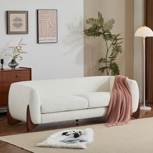 Christopher Knight Home Almab 82 Inches 3-Seater Boucle Couch, Modern Beige Sofa