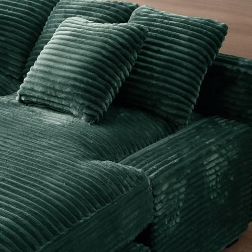 Antetek Green Corduroy Double Chaise Lounge Chair with Thick Cushion