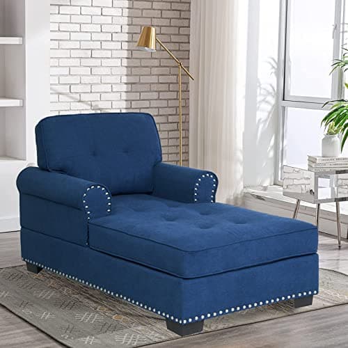 Oversized Velvet Gray Chaise Lounge Chair, 59", Tufted Armrest Sofa Bed