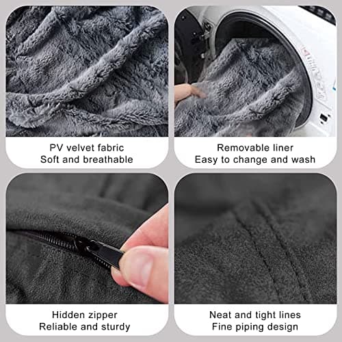 Black Big Round Soft Faux Fur Beanbag Chair Cover (5FT)