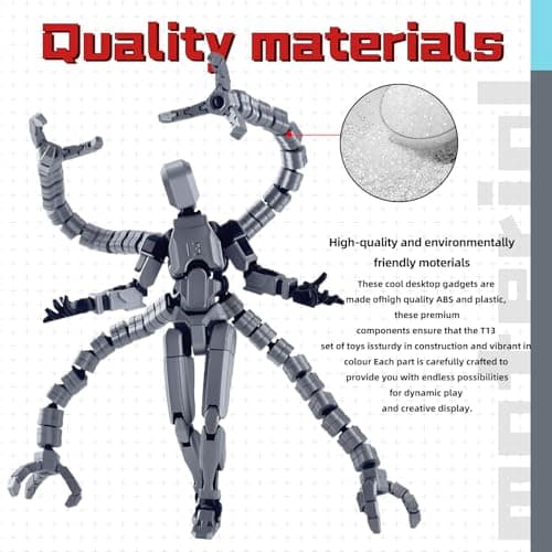 T13 Action Figure, Multi-Jointed Movable Desk Toy (Gray)