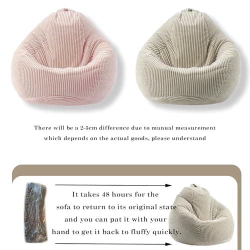 Light Pink Memory Foam Bean Bag Chair for Kids & Teens