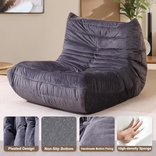 SlateGray Bean Bag Chair for Adults - Soft Dutch Velvet Sofa