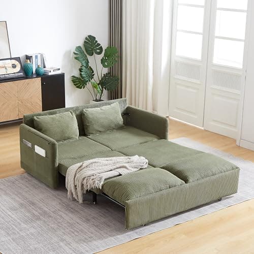 Eafurn 3-in-1 Convertible Pull-Out Sofa Bed with Storage Armrest