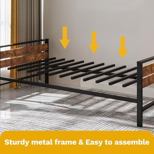 Black DWVO Twin Daybed with Trundle for Guest Room and Living Room, Adjustable Height Trundle Daybed, Metal Sofa Bed Frame with Wood Headboard, Easy Assembly