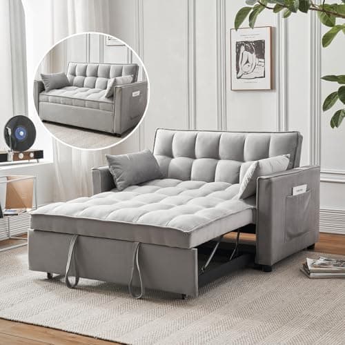 Modern 3-in-1 Futon SofaBed with Storage and Adjustables (Grey)