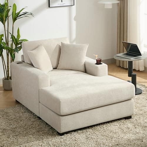 Modern 55" Oversized Chaise Lounger, Chenille Fabric Sleeper Sofa Couch for Living Room, Bedroom and Office (Blue-gray/55)  
Modern 55" Chaise Lounger, Chenille Fabric Sleeper Sofa Couch with Charge Station for Living Room, Bedroom and Office (Blue-g
