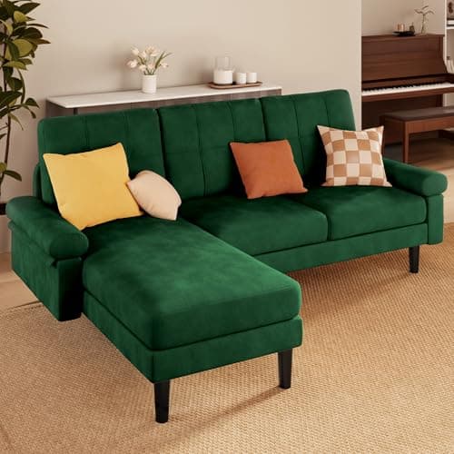 Beige 82" L Shaped Sectional Sofa, Soft Velvet, Modern living room couch