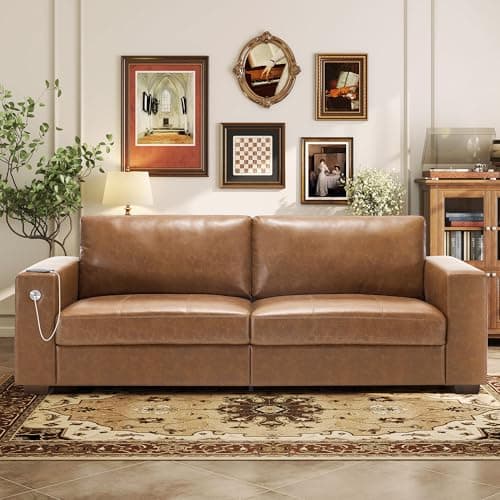 Hanherry 89" Living Room Sofa, Medium Firm Seat, USB Port, Chenille Fabric, Small Space