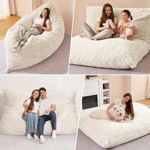 HABUTWAY White Giant Memory Foam 4-in-1 Bean Bag Chair