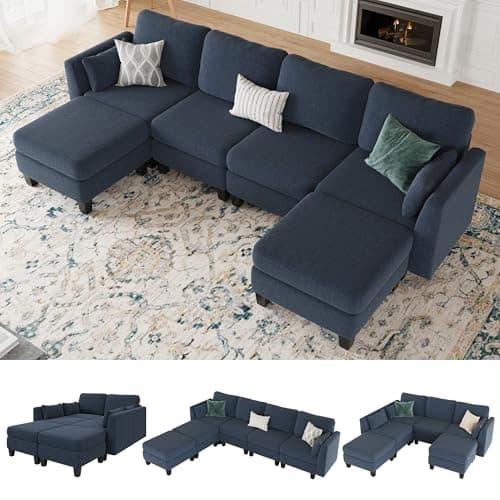 Dimgrey 6 Seat Convertible U Shaped Sectional Sofa, High Density Memory Foam