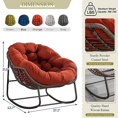 Antetek Outdoor Wicker Egg Chair, Comfortable & Oversized Lounge for Any Room
