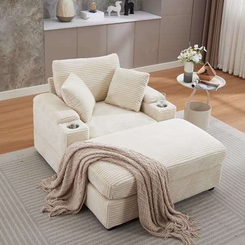 Oversized Grey Double Chaise Lounge with Ottomans and Armrest Storage for Living Room or Bedroom
Oversized Grey Corduroy Chaise Lounge with Cup Holder and USB Port for Living Room or Bedroom
Oversized Grey Chaise Lounge with Armrest Storage, Cup Hold