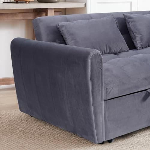 ERYE 3-in-1 Queen Convertible Sleeper Sofa Bed Modern Living Room Couch with 2 Pillows for Home, Apartment, RV
