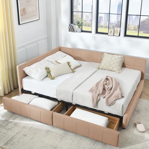 Antetek Modern Tufted Velvet Full Daybed with Storage Drawers, Blue