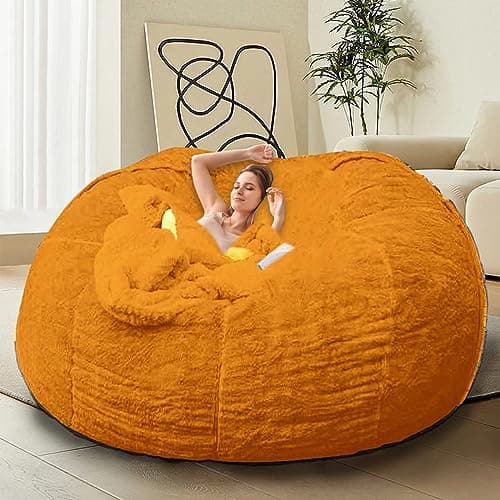 Giant Grey Bean Bag Chair for Adults & Kids, Filling-Free & Comfy