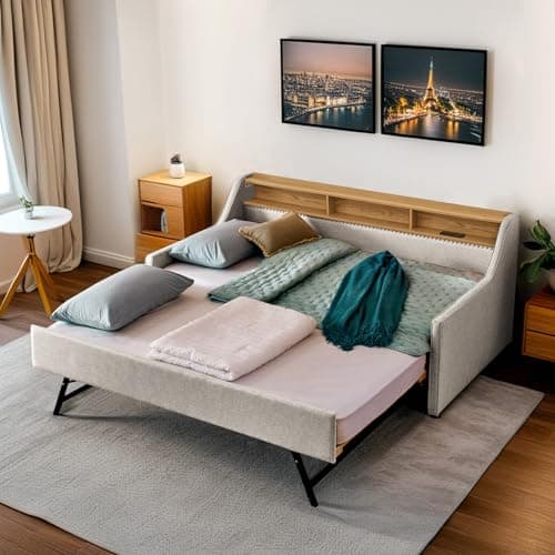 Twin Daybed with Pop Up Trundle and Wireless Charger