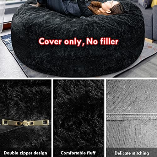 LapEasy Giant Dark Grey PV Velvet Bean Bag Chair Cover