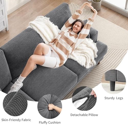 YITAHOME 88 inch 3 Seater Couch, Modern Grey Sectional Sofa for Living Room