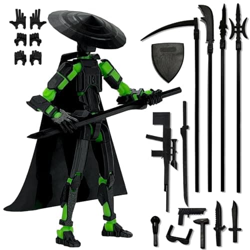 T13 Action Figure Accessories, Dummy 13 Multi-Jointed 3D Printed Toys (Black)