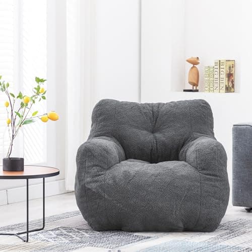 DKLGG Fluffy Sherpa Bean Bag Chair with Memory Foam (Black)