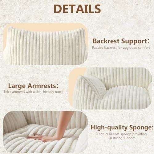 Large Comfy Bean Bag Chair with Armrests for Adults and Teens