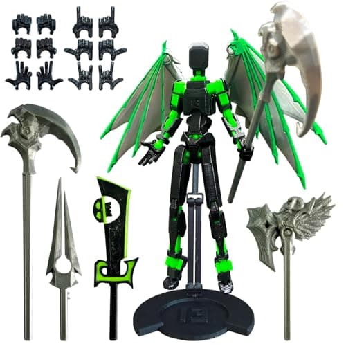 5.5 Inch 3D Printed T13 Multi-Jointed Action Figure with Weapons, Gold
